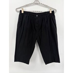 Woman Within Black 100% Cotton Elastic Waist Capri Pants Plus Size 28W‎